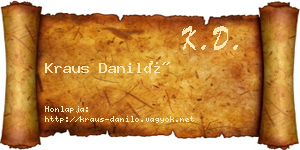 Kraus Daniló névjegykártya